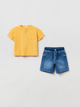 סט טישרט קצרה ומכנסי שורט ג'ינס / תינוקות