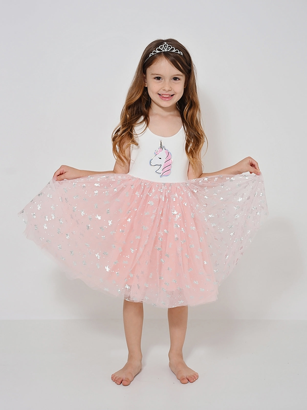 שמלת טול חדי קרן מבריקים ורודה / ילדות ותינוקות- Almonet|עלמונת