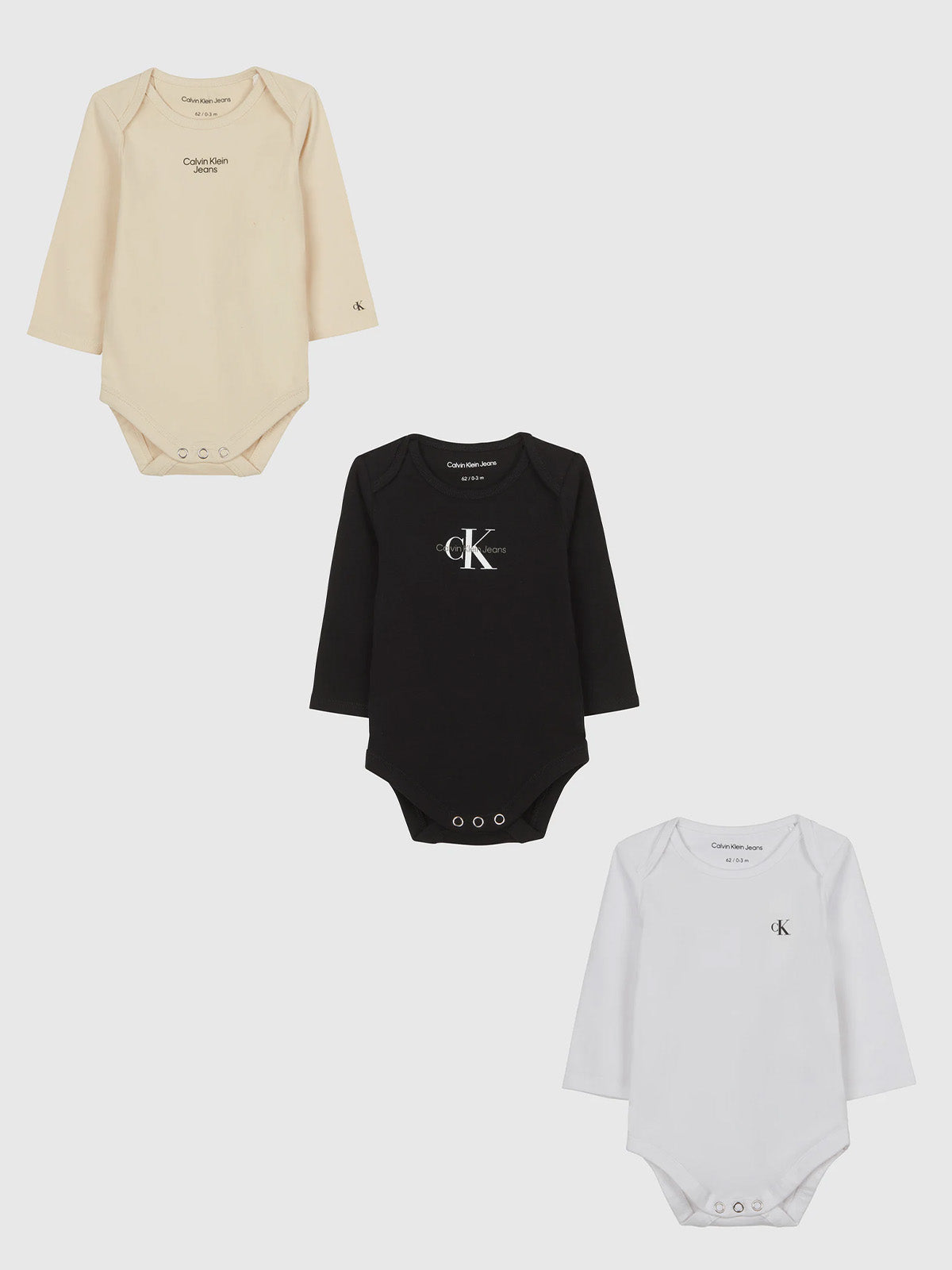 מארז 3 בגדי גוף עם לוגו / תינוקות יוניסקס- Ck|קלווין קליין